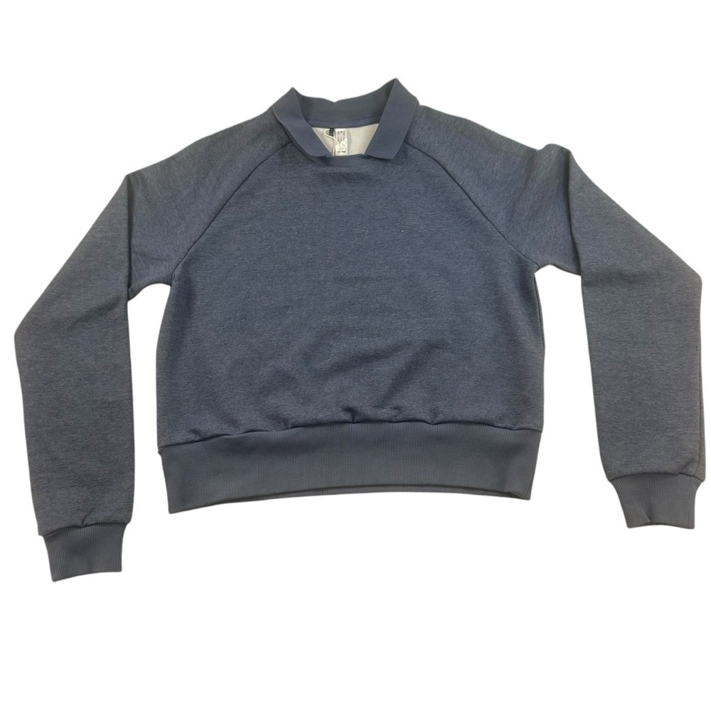 adidas Women Go-to Sweatshirt Golf Pull Over Collar Small Preppy Blue Wash NWOT